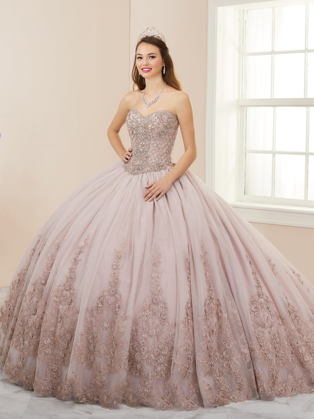 Applique Strapless Quinceanera Dress by House of Wu 26962