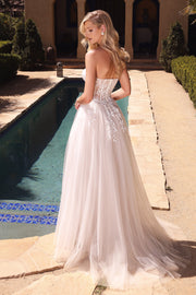 Applique Strapless Tulle Gown by Cinderella Divine CB065W