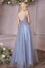 Applique Tulle Gown by Cinderella Divine CD0195