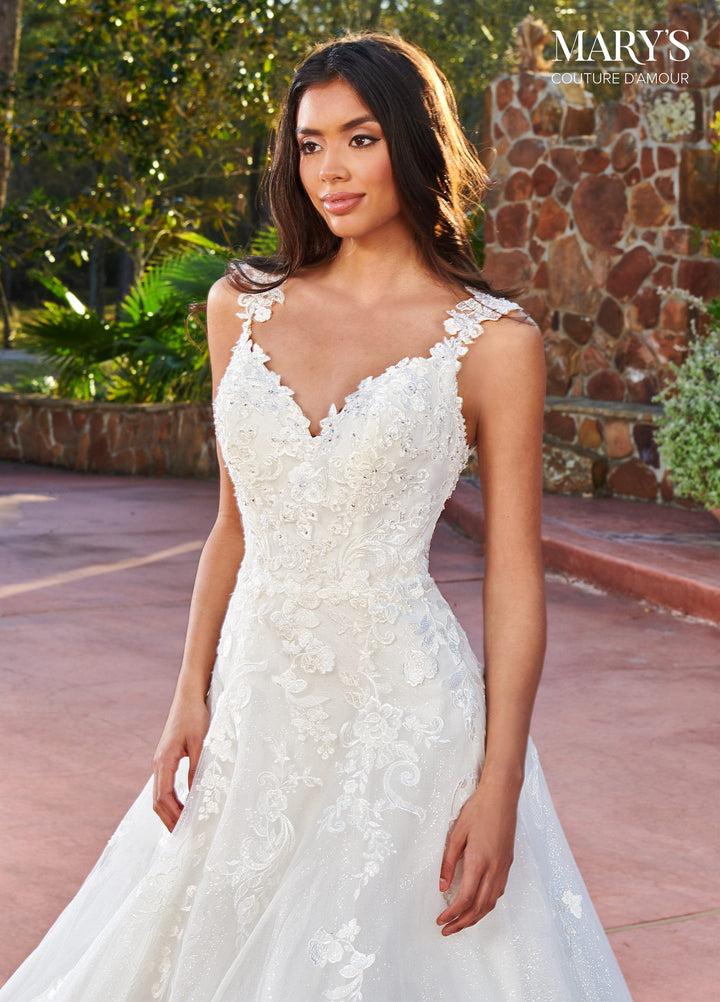 Applique V-Neck Bridal Gown by Mary's Bridal MB4131