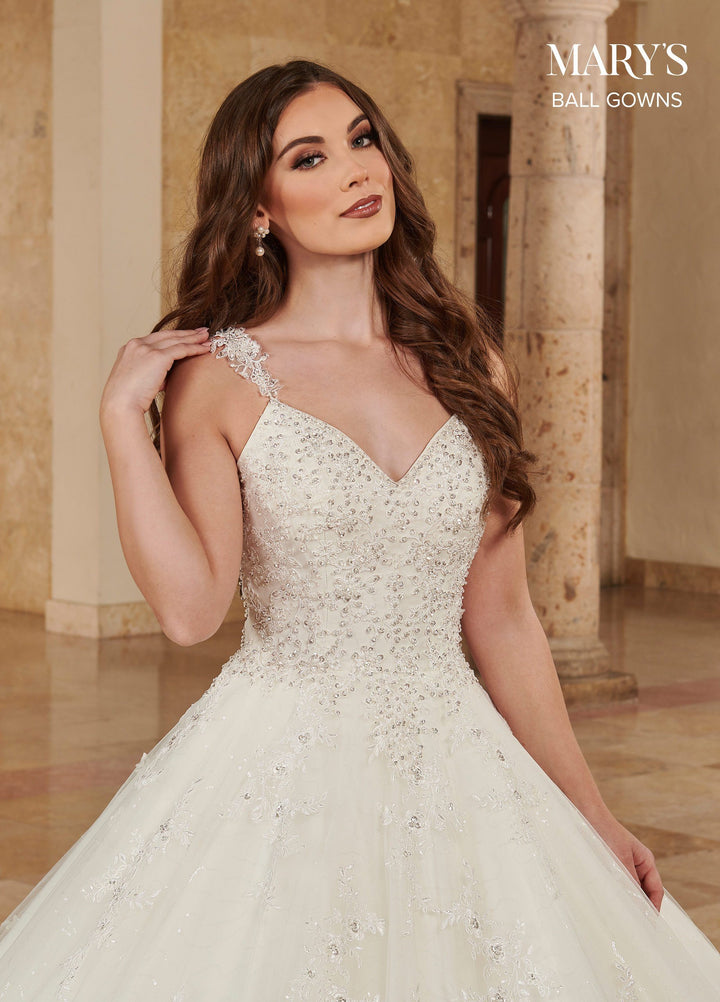 Applique V-Neck Wedding Ball Gown by Mary's Bridal MB6084