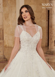 Applique V-Neck Wedding Ball Gown by Mary's Bridal MB6084