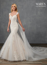Applique Wedding Mermaid Dress by Mary's Bridal MB4104