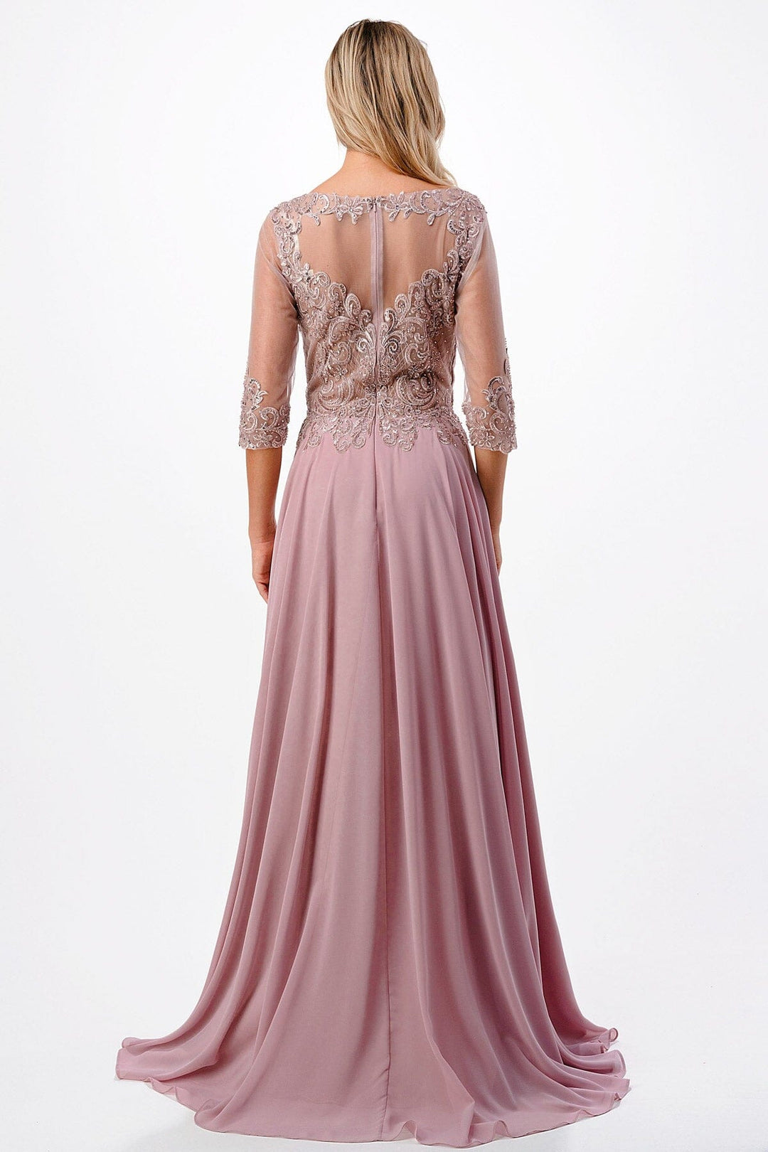Bead Embroidered 3/4 Sleeve Gown by Coya M2722