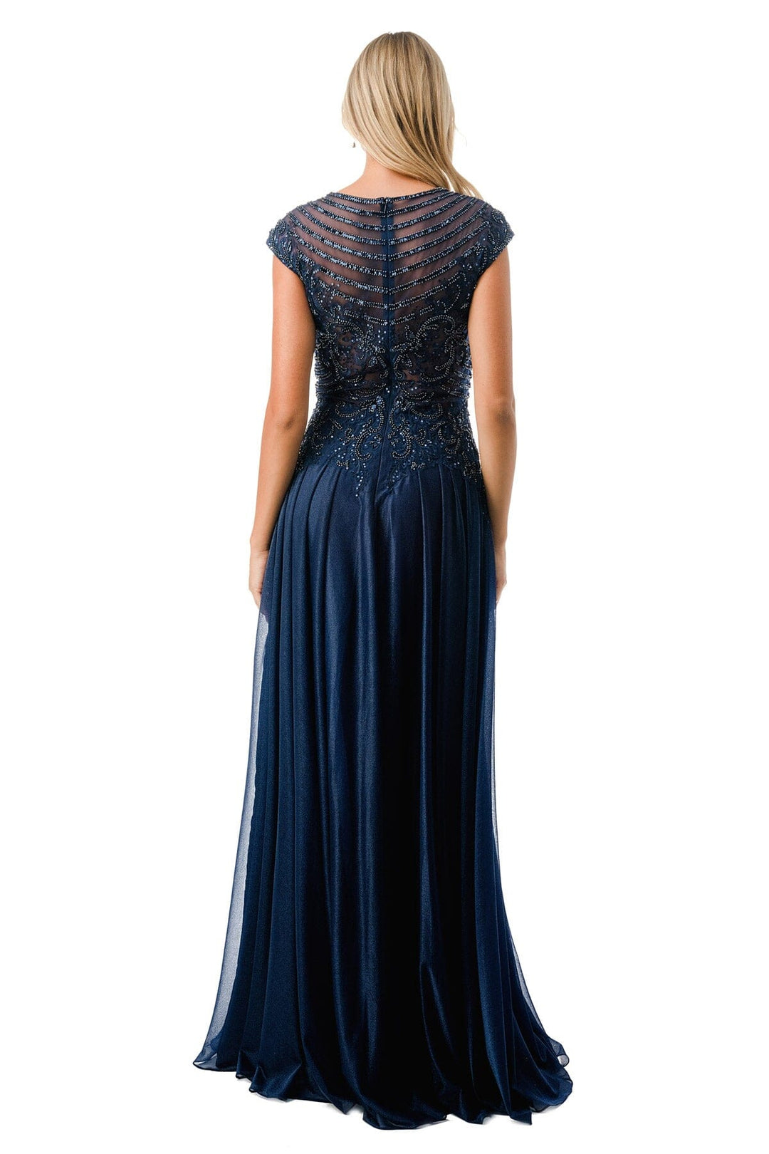 Bead Embroidered Cap Sleeve A-line Gown by Coya M2736Y