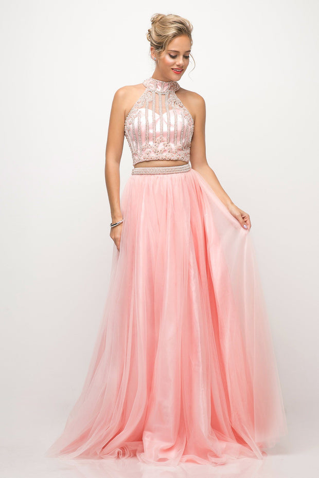 Beaded Bodice Two Piece Ball Gown by Cinderella Divine 8994-Long Formal Dresses-ABC Fashion