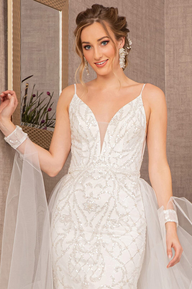Beaded Bridal Mermaid V-Neck Gown by GLS Gloria GL3157