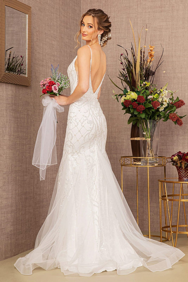 Beaded Bridal Mermaid V-Neck Gown by GLS Gloria GL3157