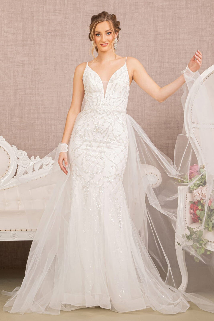 Beaded V-Neck Bridal Mermaid Gown by GLS Gloria GL3157