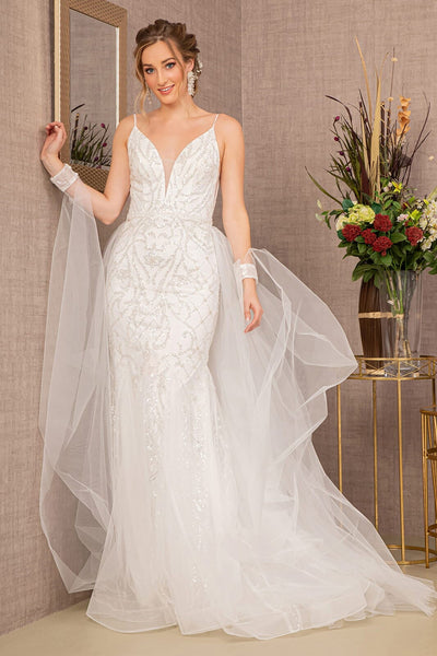 Beaded Bridal Mermaid V-Neck Gown by GLS Gloria GL3157