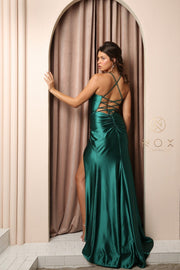 Beaded Bustier Satin Gown by Nox Anabel E1044 - Outlet
