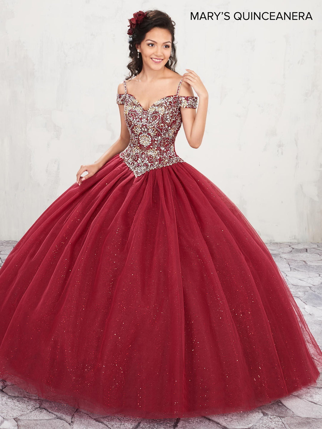 Beaded Cold Shoulder Quinceanera Dress by Mary's Bridal M4Q1001-Quinceanera Dresses-ABC Fashion