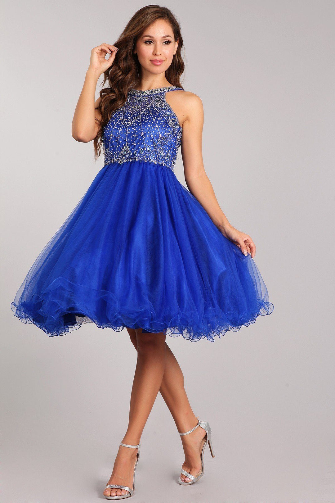 Beaded Girls Short Halter Dress by Cinderella Couture 5022-Girls Formal Dresses-ABC Fashion
