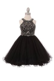 Beaded Girls Short Halter Dress by Cinderella Couture 5022-Girls Formal Dresses-ABC Fashion