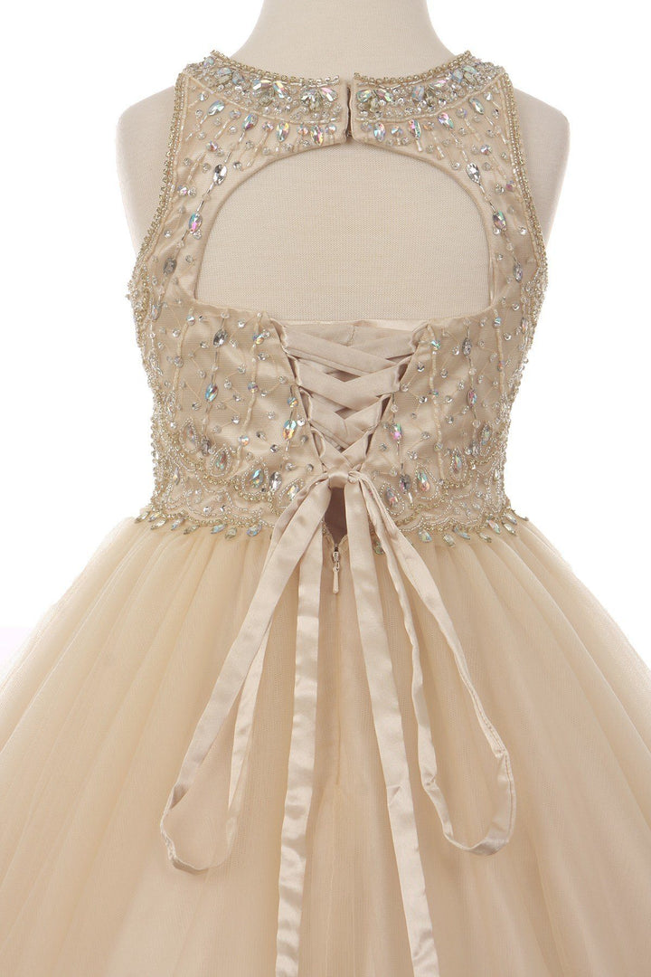 Beaded Girls Short Halter Dress by Cinderella Couture 5022-Girls Formal Dresses-ABC Fashion