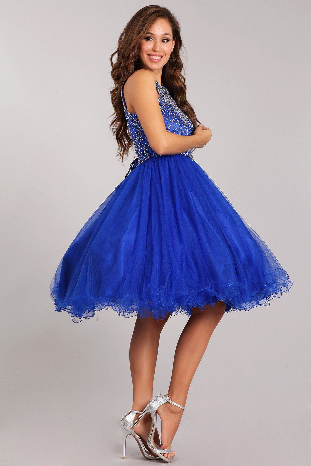 Beaded Girls Short Halter Dress by Cinderella Couture 5022-Girls Formal Dresses-ABC Fashion