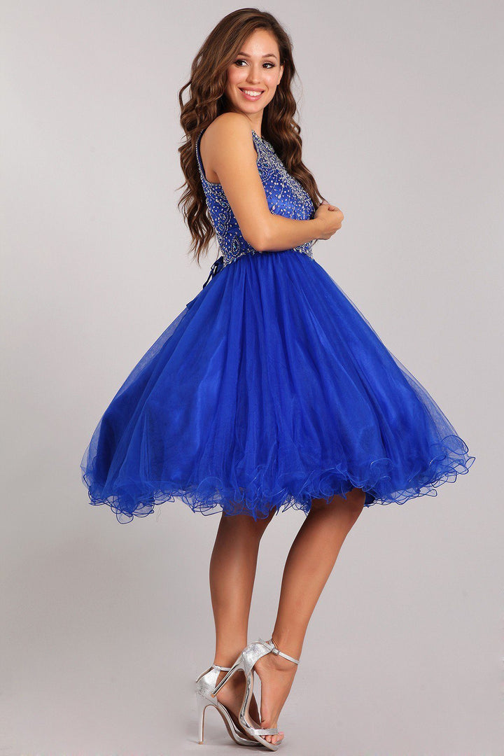 Beaded Girls Short Halter Dress by Cinderella Couture 5022-Girls Formal Dresses-ABC Fashion