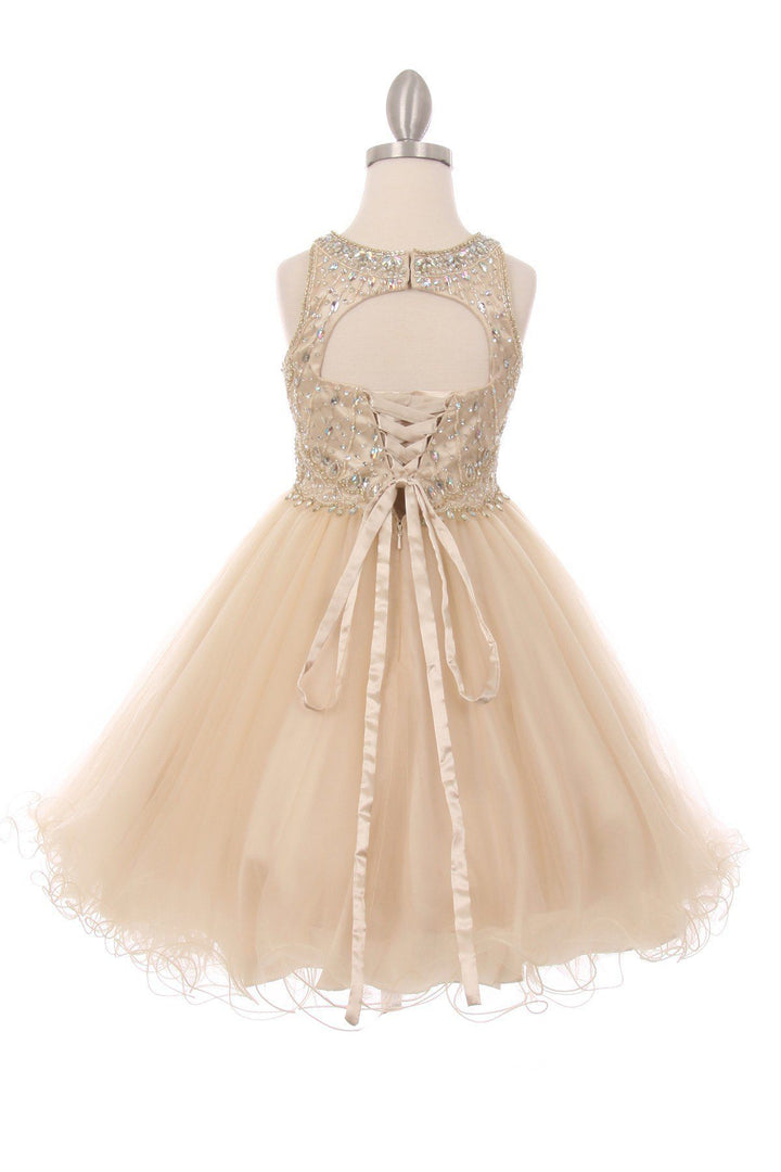 Beaded Girls Short Halter Dress by Cinderella Couture 5022-Girls Formal Dresses-ABC Fashion