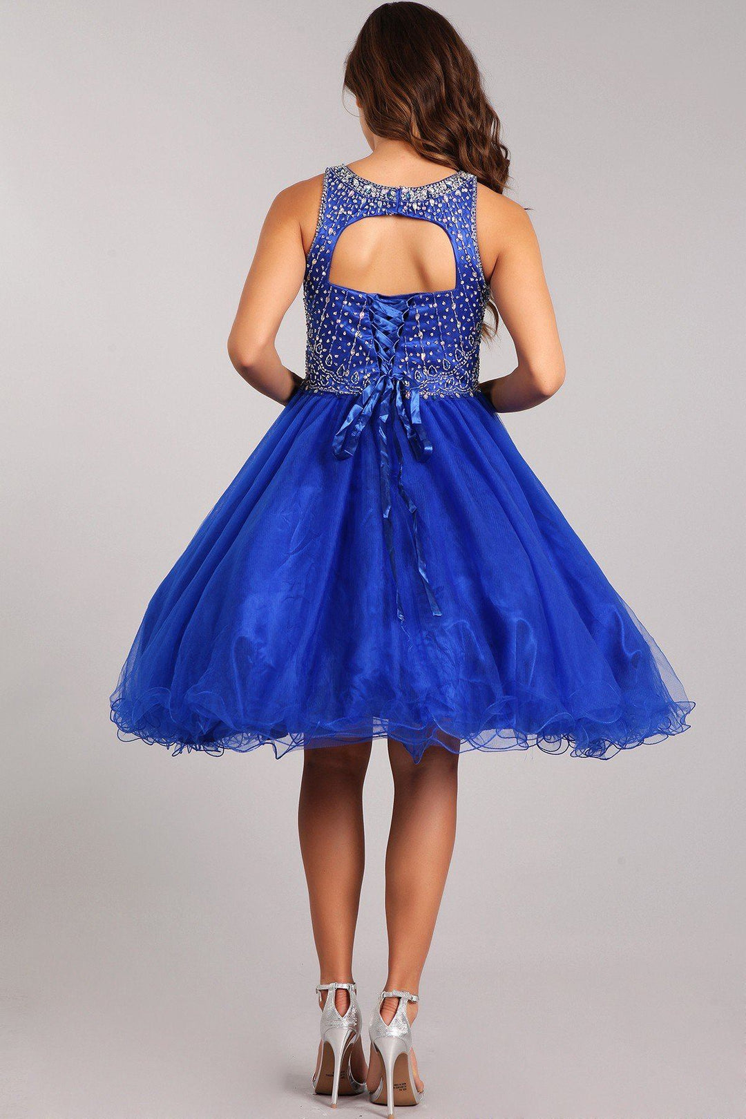 Beaded Girls Short Halter Dress by Cinderella Couture 5022-Girls Formal Dresses-ABC Fashion