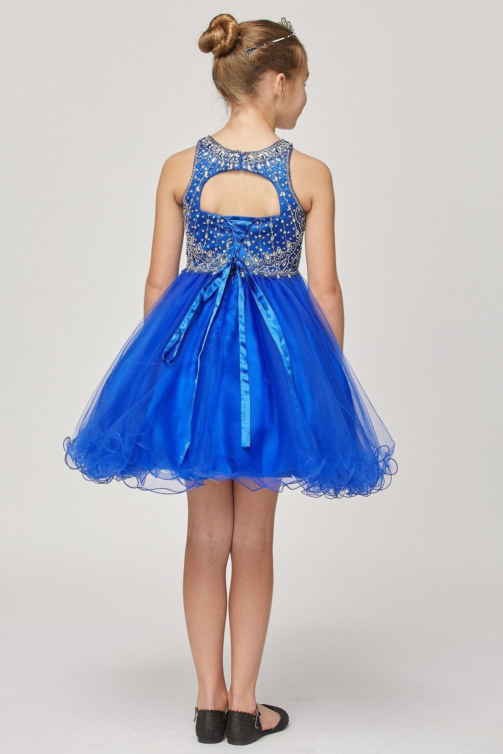 Beaded Girls Short Halter Dress by Cinderella Couture 5022-Girls Formal Dresses-ABC Fashion