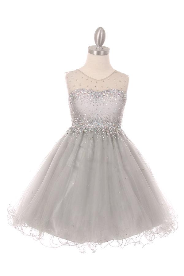Beaded Girls Short Illusion Tulle Dress by Cinderella Couture 5029 ...