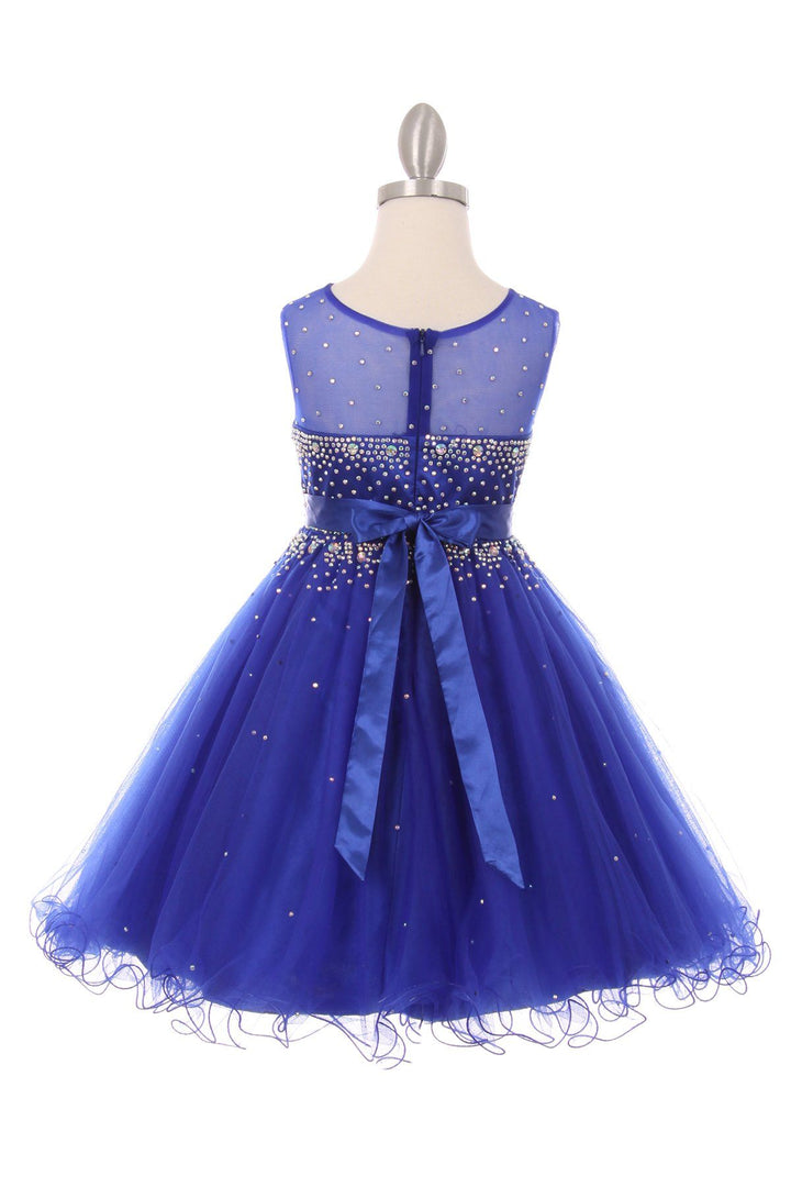 Beaded Girls Short Illusion Tulle Dress by Cinderella Couture 5029-Girls Formal Dresses-ABC Fashion