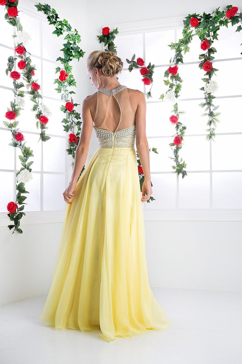 halter chiffon prom dress GLS Long Formal Halter Bridesmaids Chiffon Prom Dress - Silver - Size 2XL