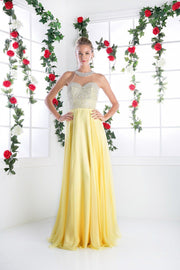 Beaded Halter Chiffon Gown by Cinderella Divine 8107