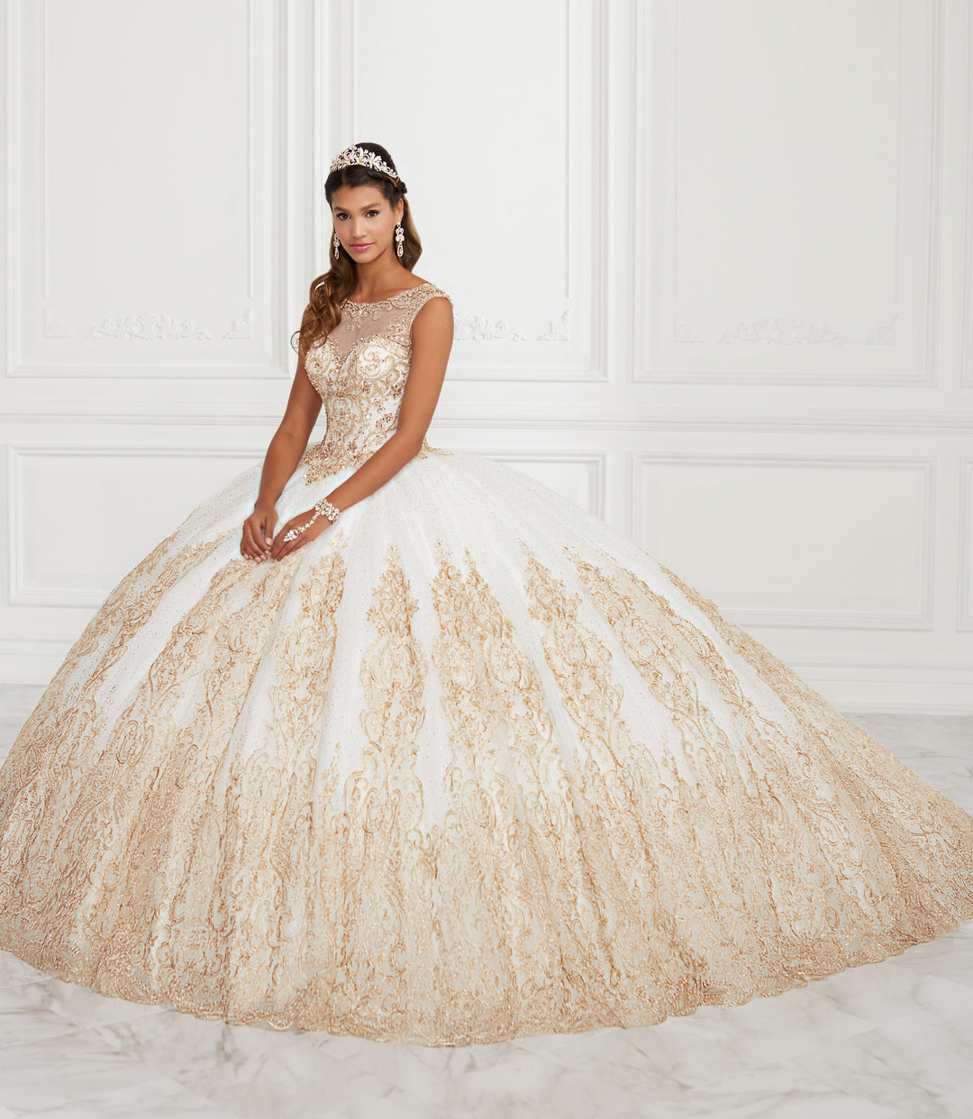 Beaded Illusion Glitter Quinceanera Dress by House of Wu 26941-Quinceanera Dresses-ABC Fashion