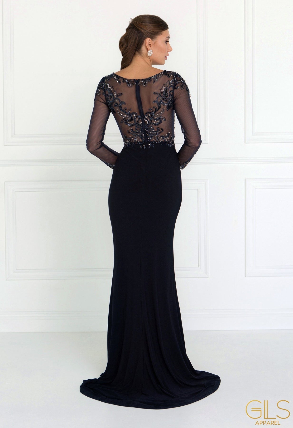 Beaded Illusion Long Sleeve Gown by Elizabeth K GL1506 ABC Fashion Beaded Illusion Long Sleeve Gown by Elizabeth K GL1506 ABC Fashion