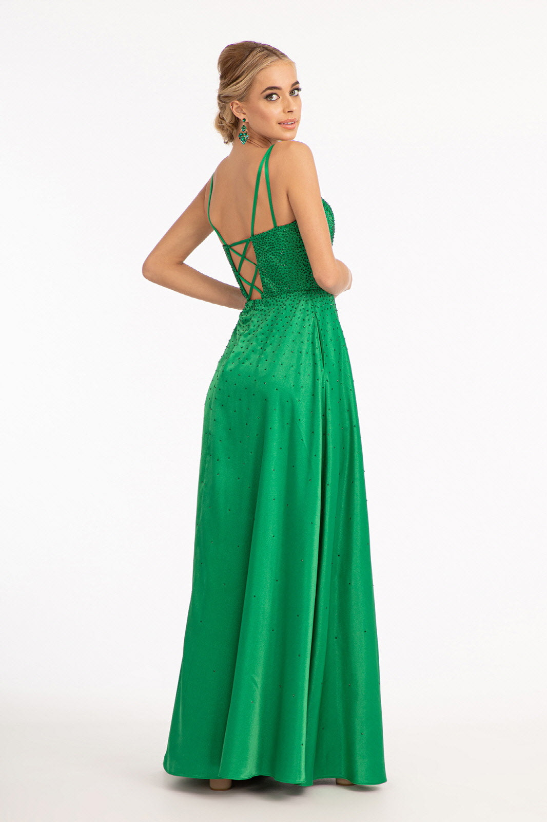Beaded Lace-Up Satin Gown by Elizabeth K GL3039 ABC Fashion Beaded Lace-Up Satin Gown by Elizabeth K GL3039 ABC Fashion