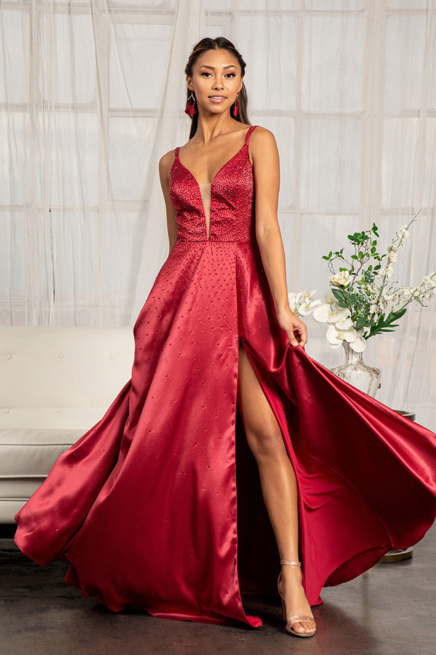 Long elizabeth k prom dress with lace best sale bodice