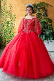 Beaded Long Sleeve Quinceanera Dress by Calla KY71289X