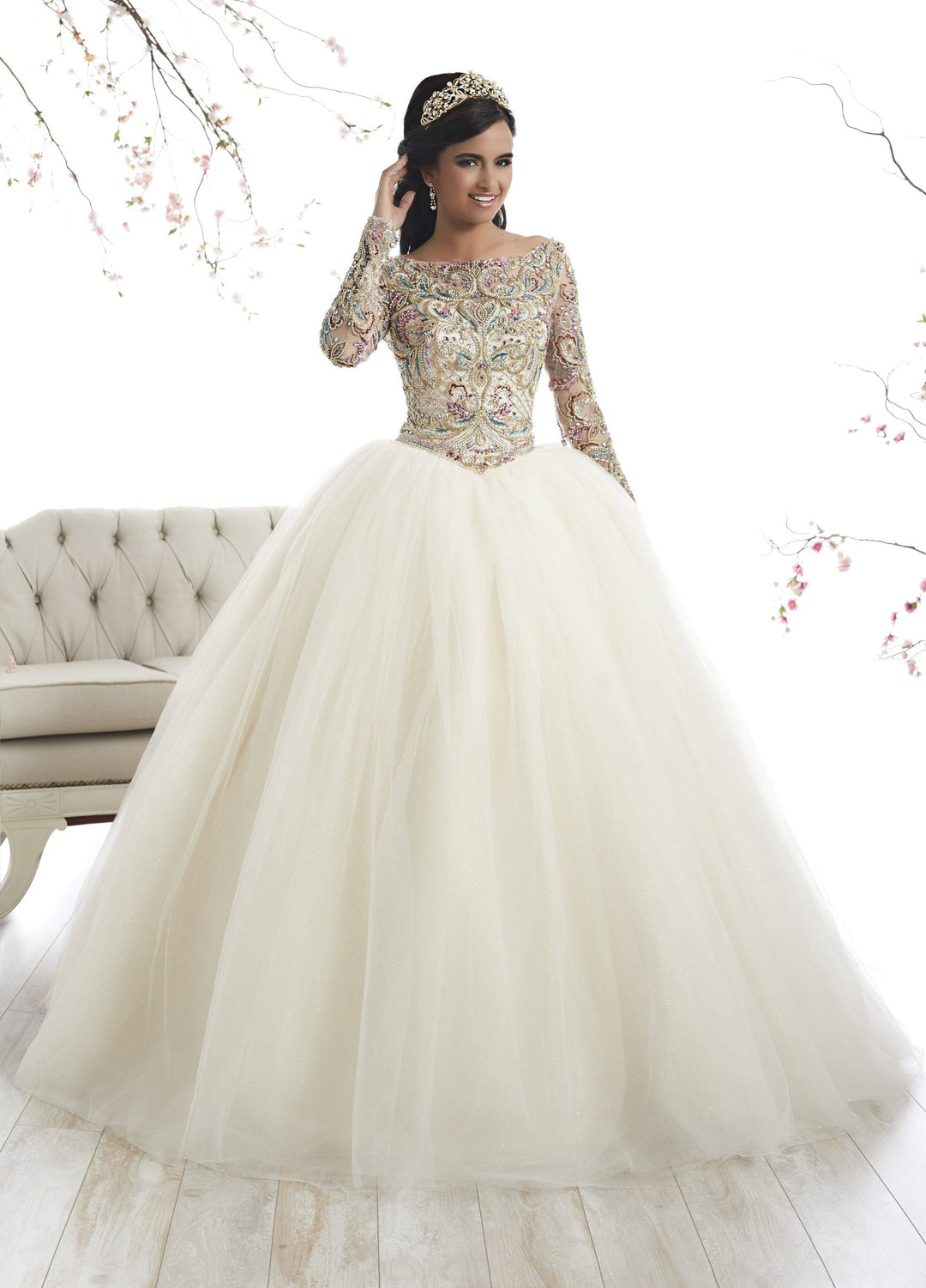 Beaded Long Sleeved Quinceanera Dress by House of Wu 26875-Quinceanera Dresses-ABC Fashion