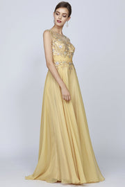 Beaded Long Sleeveless Dress by Juliet 552