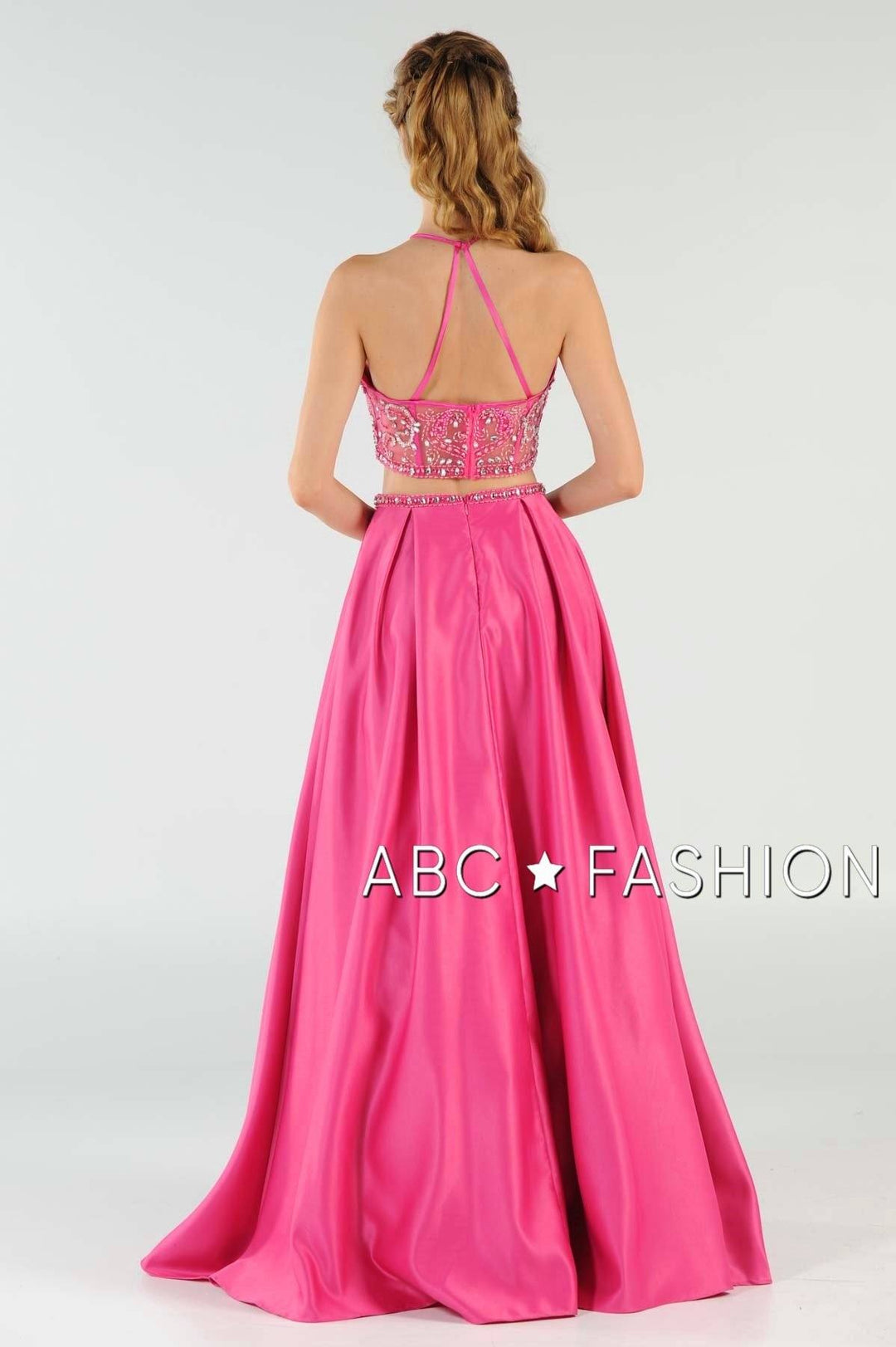 Beaded Long Two-Piece Dress with Pockets by Poly USA 8210-Long Formal Dresses-ABC Fashion