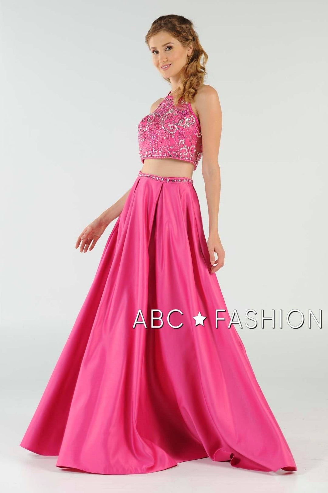 Beaded Long Two-Piece Dress with Pockets by Poly USA 8210-Long Formal Dresses-ABC Fashion