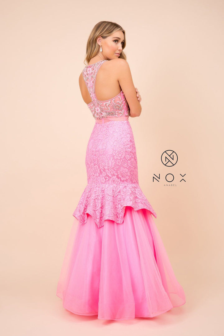 Beaded Mock Two-Piece Mermaid Dress by Nox Anabel 8284