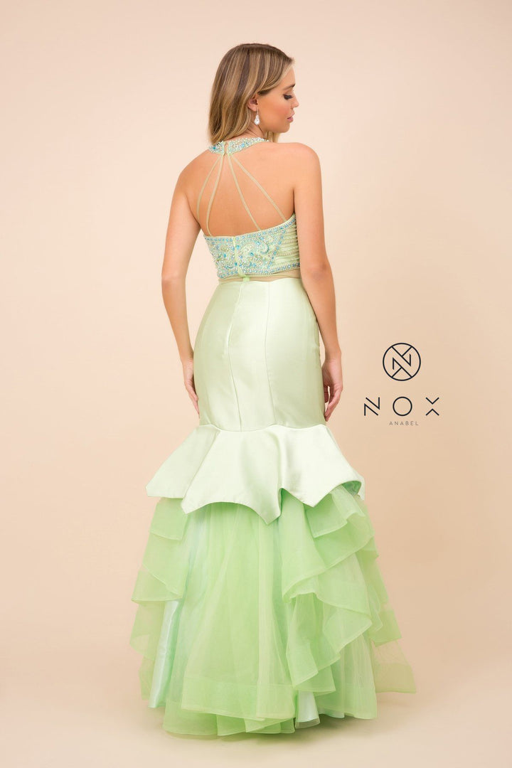 Beaded Mock Two-Piece Mermaid Dress by Nox Anabel 8332