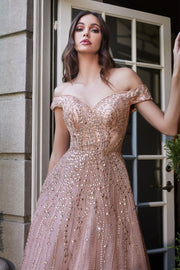 Beaded Off Shoulder Ball Gown by Cinderella Divine B715