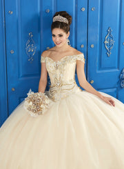 Beaded Off the Shoulder Dress by House of Wu LA Glitter 24043-Quinceanera Dresses-ABC Fashion