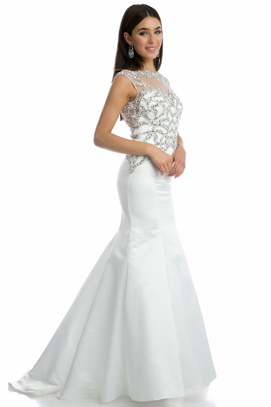 Beaded Open Back Mermaid Dress by Juliet 624