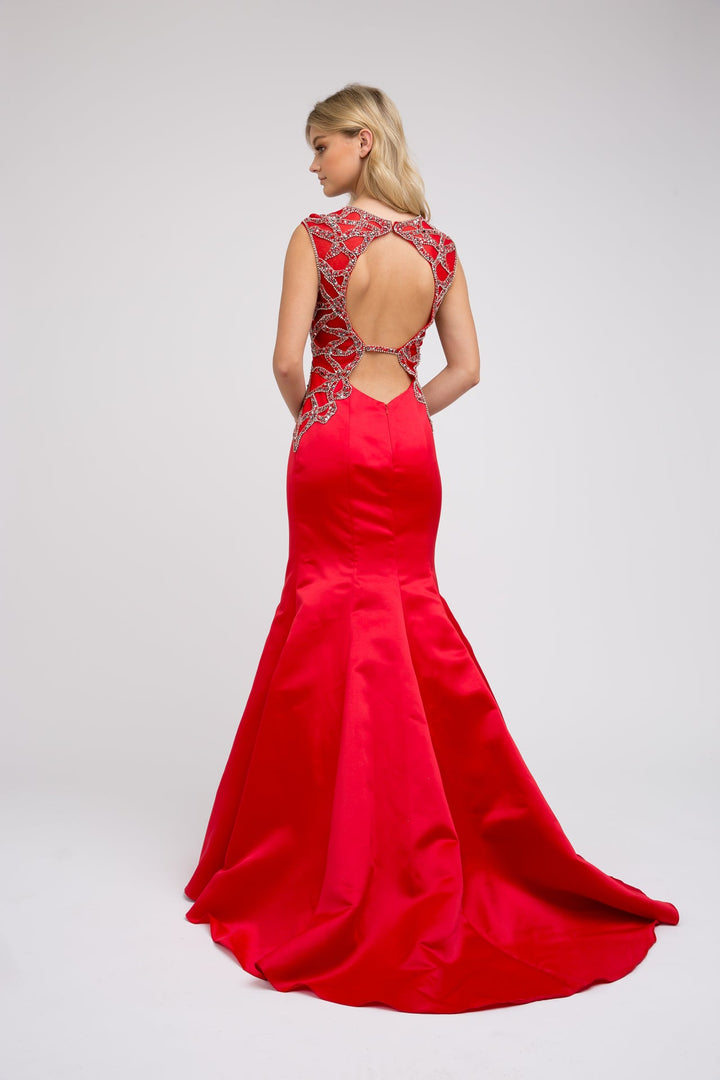 Beaded Open Back Mermaid Dress by Juliet 624