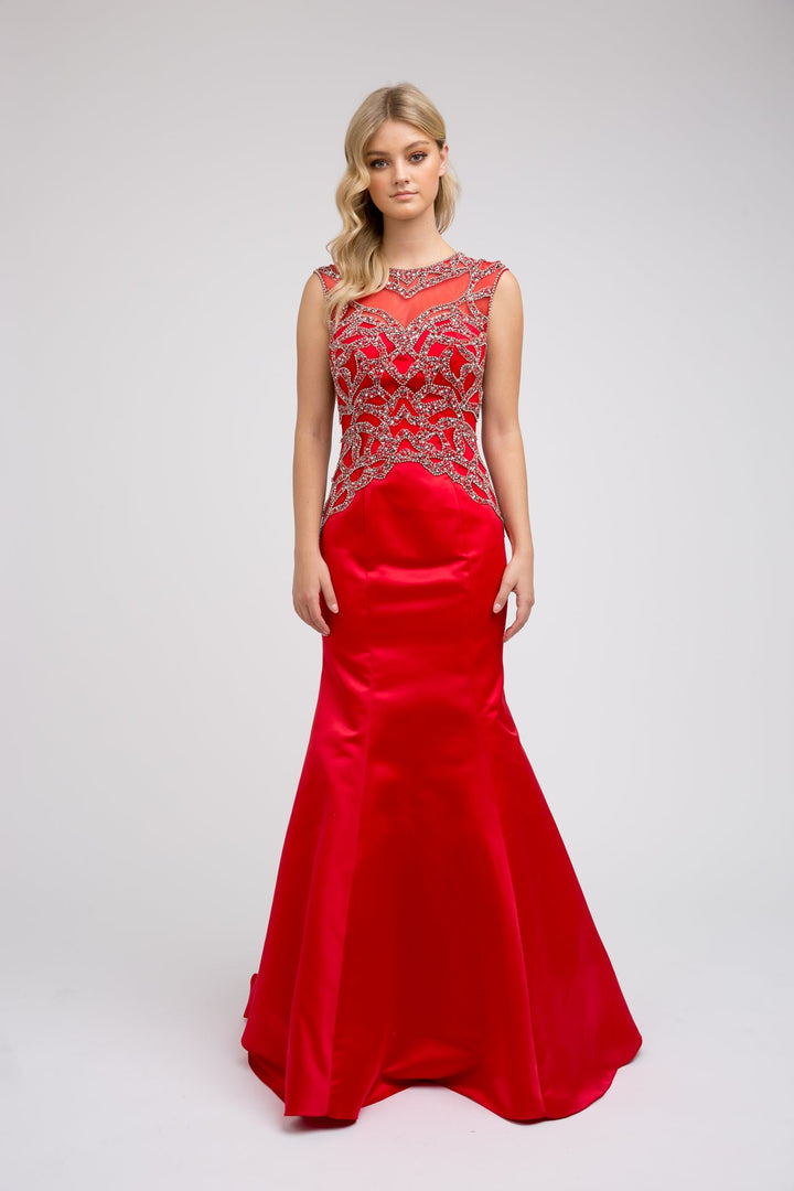 Beaded Open Back Mermaid Dress by Juliet 624