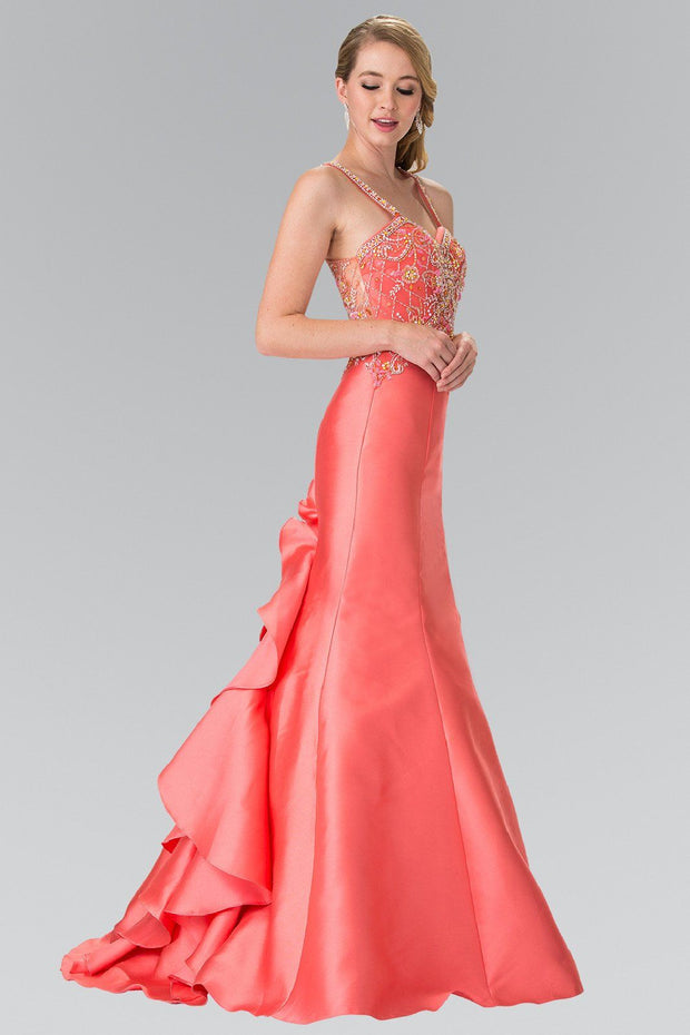 Beaded Ruffled Mermaid Dress by Elizabeth K GL2214-Long Formal Dresses-ABC Fashion
