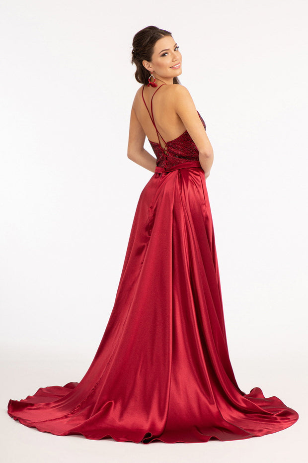 Beaded Satin A-line Gown by Elizabeth K GL3040
