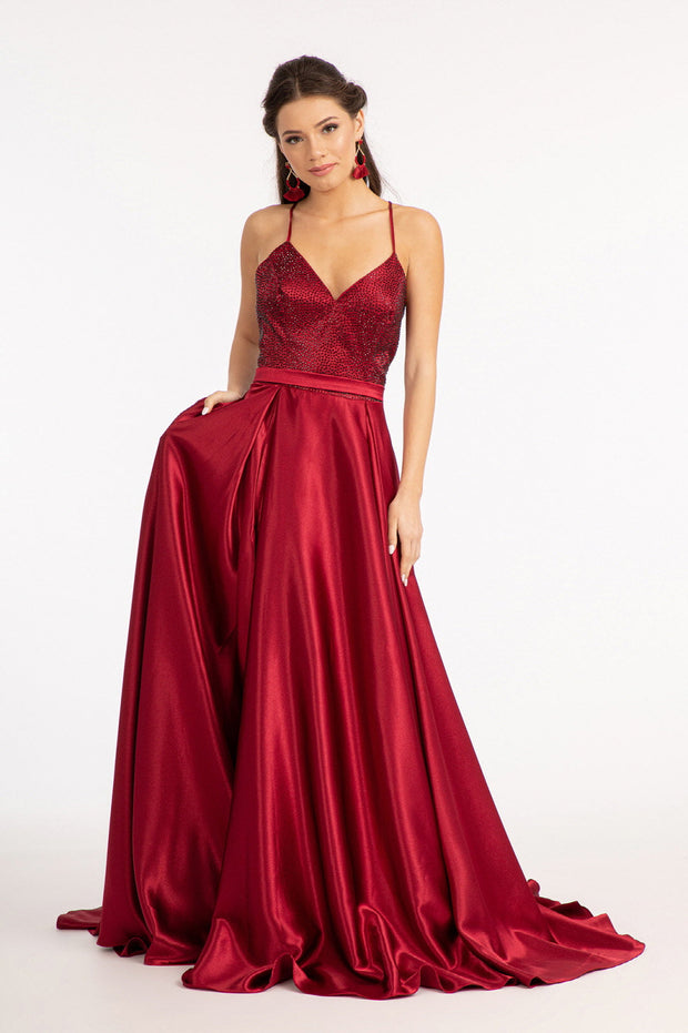Beaded Satin A-line Gown by Elizabeth K GL3040