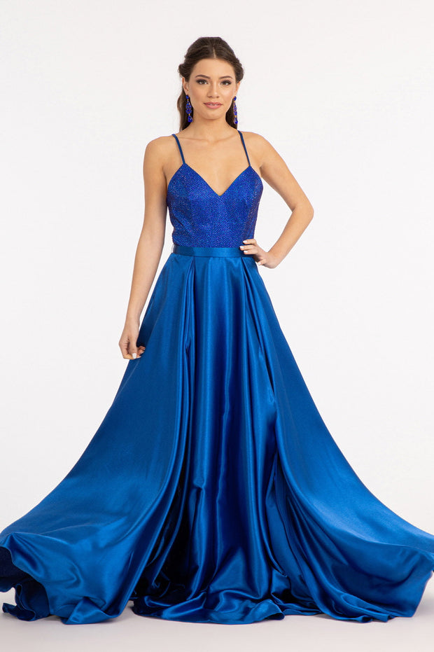 Beaded Satin A-line Gown by Elizabeth K GL3040