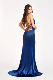 Beaded Satin Mermaid Dress by Elizabeth K GL3045