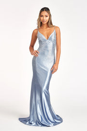 Beaded Satin Mermaid Dress by Elizabeth K GL3045